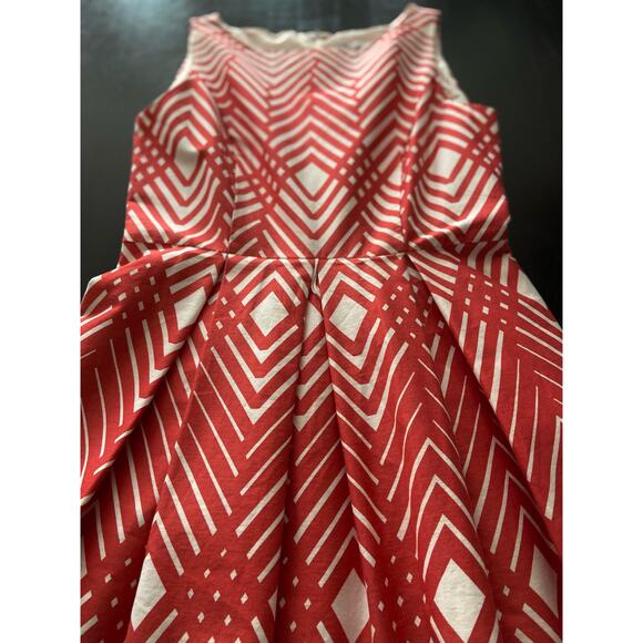 DRESSBARN Red/White Geometric Pattern Sleeveless Cotton Dress sz 6 - Picture 5 of 15